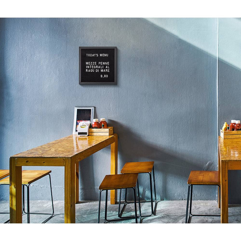 Information letter board with a black wooden frame